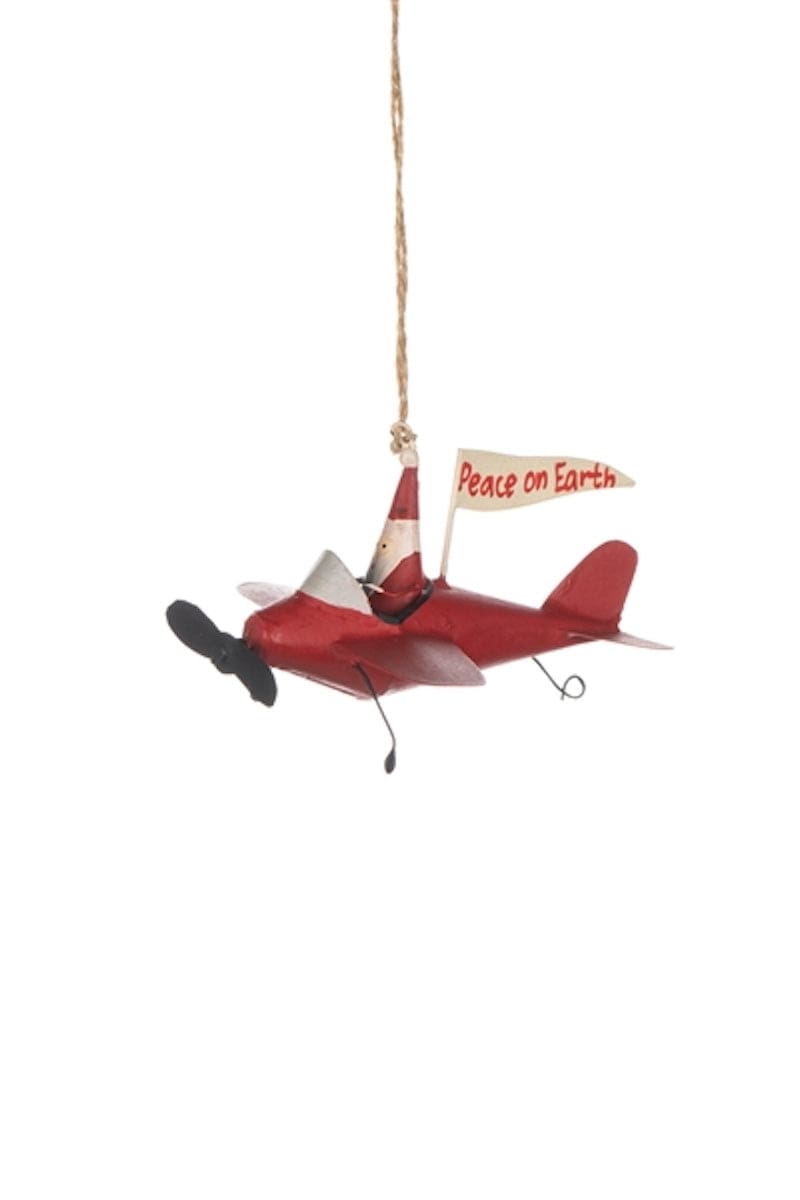 Shoeless Joe Christmas Decorations Santa Claus in Aeroplane Peace on Earth Christmas Decoration