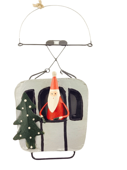 Shoeless Joe Christmas Decorations Santa in Cable Car Christmas Tree Decoration