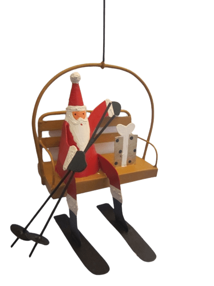 Shoeless Joe Christmas Decorations Santa on Chair Lift Christmas Tree Decoration