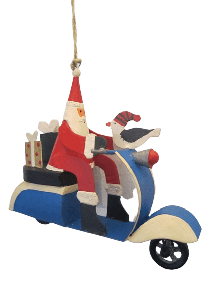 Shoeless Joe Christmas Decorations Santa on Sixties Scooter Christmas Tree Decoration