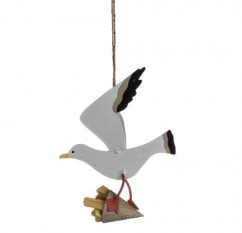 Shoeless Joe Ornaments Seagull with Cone of Chips Novelty Decoration