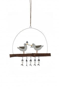 Shoeless Joe Wall Signs & Plaques Seagulls & Fish on a Piece of Driftwood Wall Decoration
