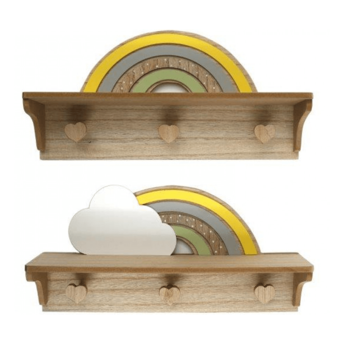 Sifcon International Doorstops Set of Two Wooden Rainbow Design Shelves