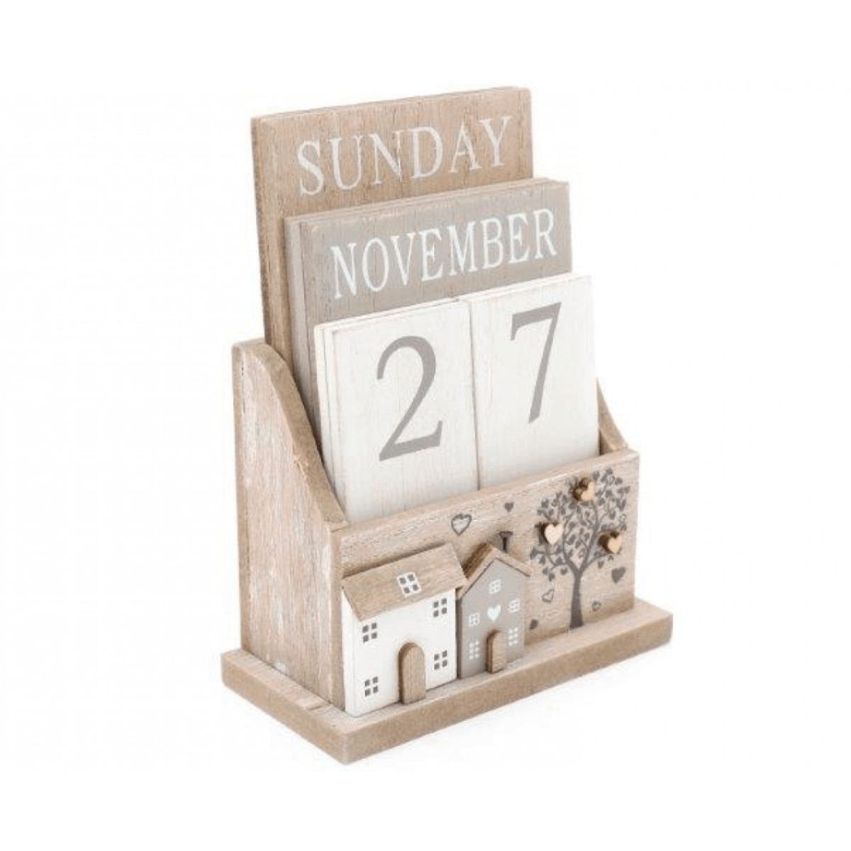 Sifcon International Calendars Wooden Perpetual Calendar with House & Tree Design