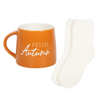 Something Different Home accessories Hello Autumn Mug with Fluffy Socks Gift Set