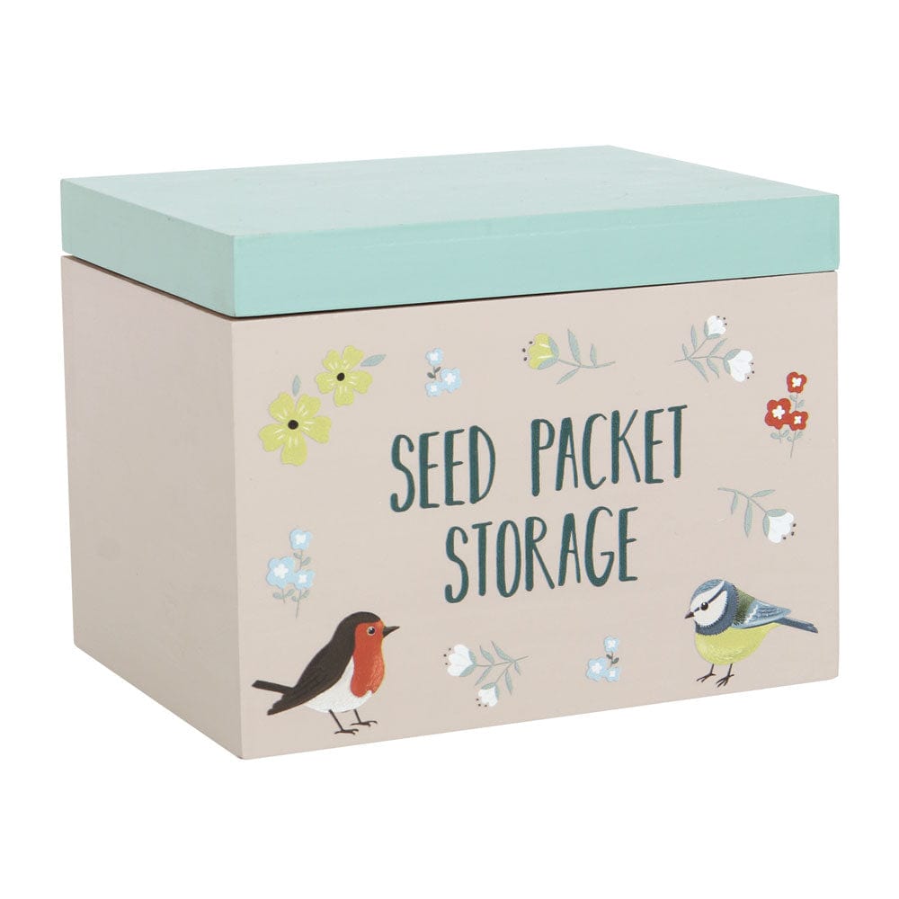 Something Different Garden Accessories Wooden Seed Packet Storage Box with Dividers