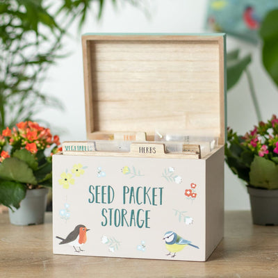 Something Different Mugs & Drinkware Wooden Seed Packet Storage Box with Dividers