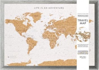Splosh Gifts Grey Cork World Travel Map With Pins