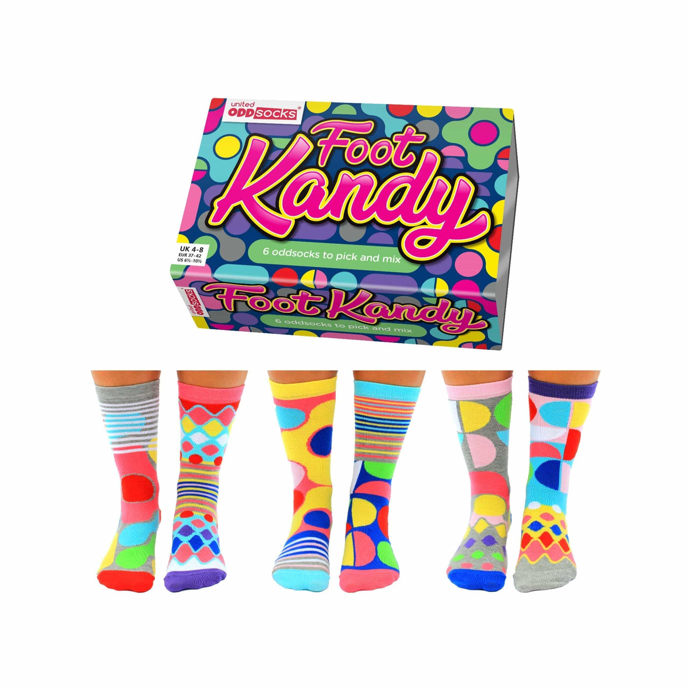 United Odd Socks Socks Foot Kandy Set of 6 Women's Oddsocks