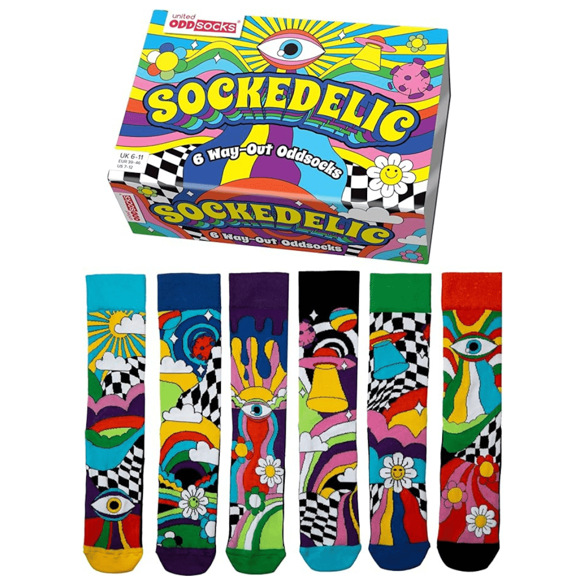 United Odd Socks Socks Sockedelic Way Out Gift Boxed Socks