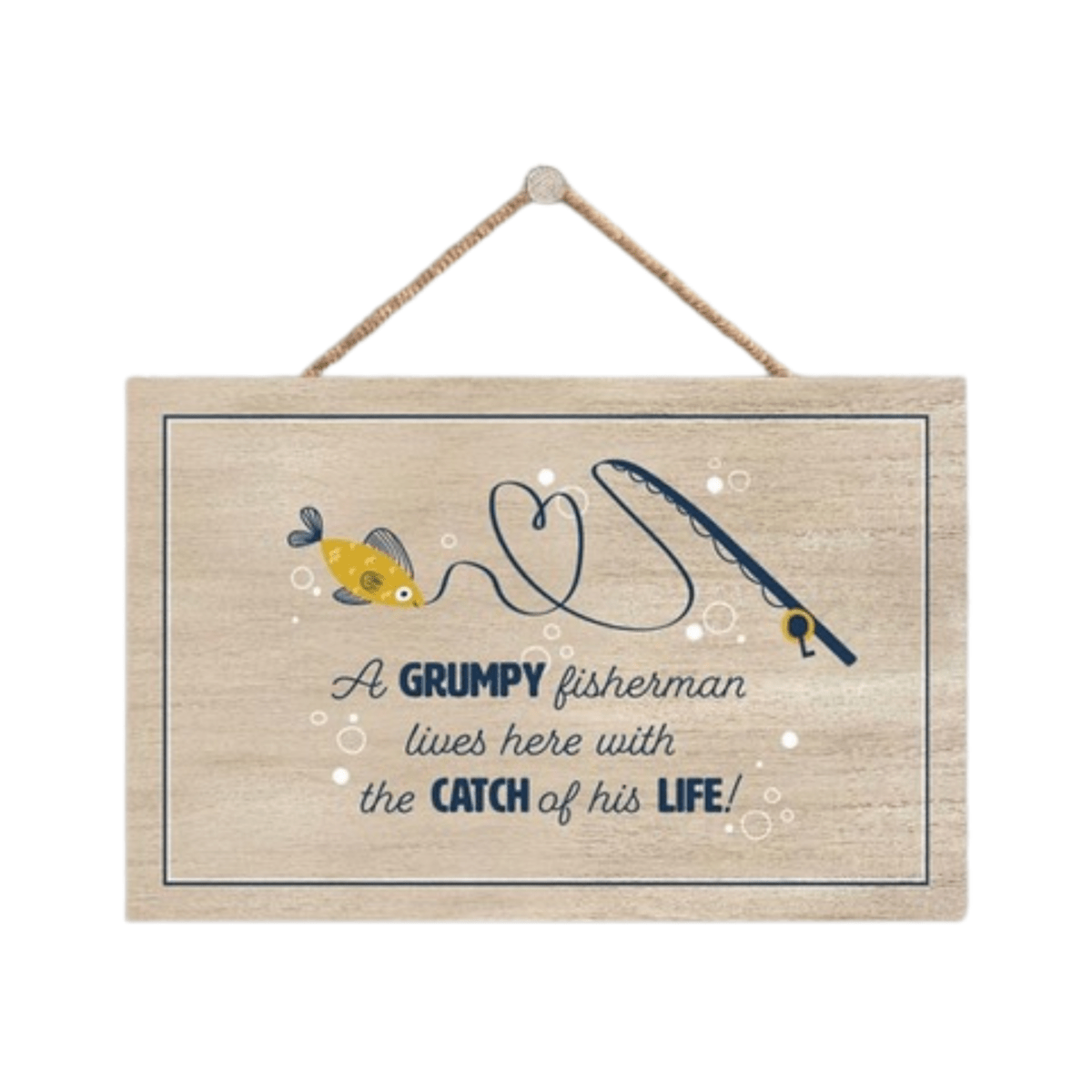 Vivid Squid Wall Signs & Plaques A Grumpy Fisherman Catch Of His Life Wooden Plaque