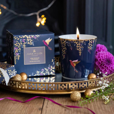 Wax Lyrical Candles & Diffusers Sara Miller Navy, Amber, Orchid & Lotus Blossom Ceramic Candle