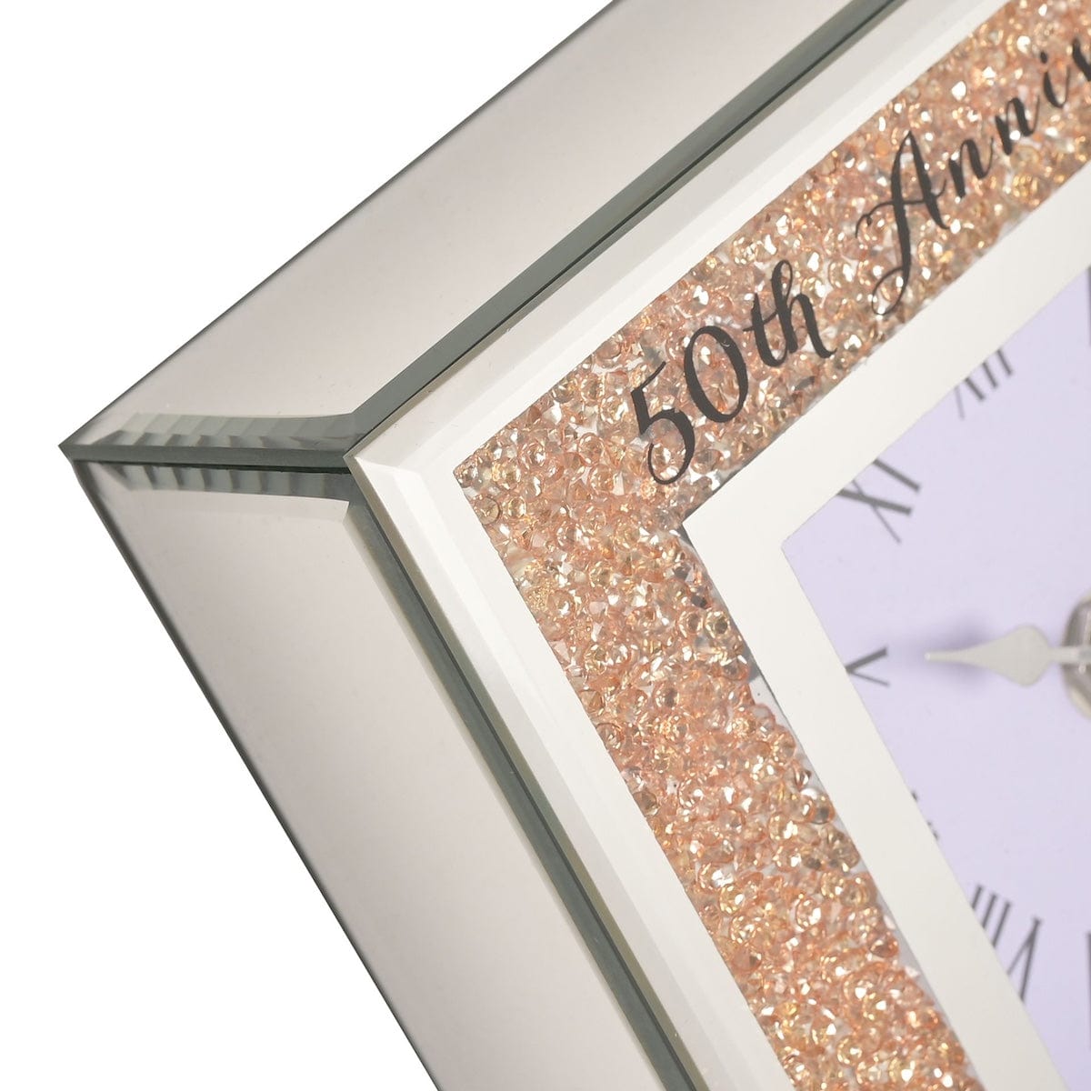 Widdop Gifts Clocks 50th Wedding Anniversary Crystal Border Mantel Clock