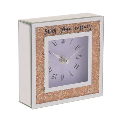 Widdop Gifts Clocks 50th Wedding Anniversary Crystal Border Mantel Clock