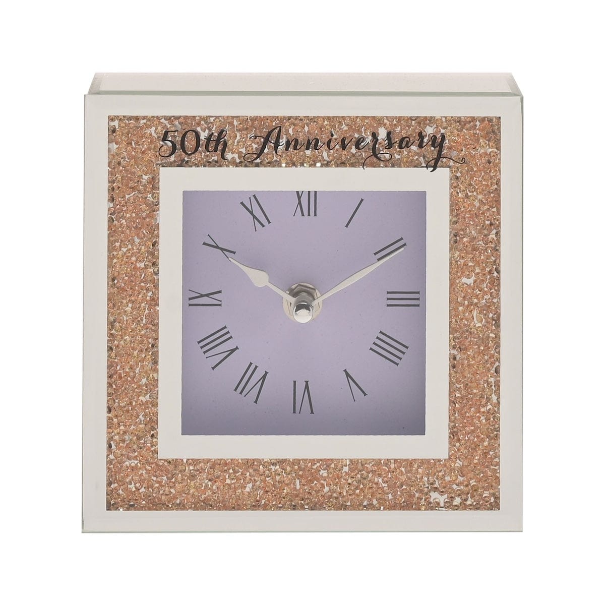 Widdop Gifts Clocks 50th Wedding Anniversary Crystal Border Mantel Clock