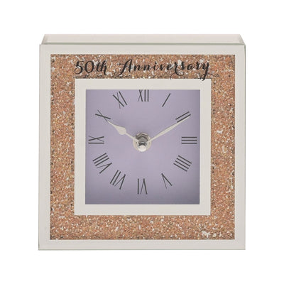 Widdop Gifts Clocks 50th Wedding Anniversary Crystal Border Mantel Clock