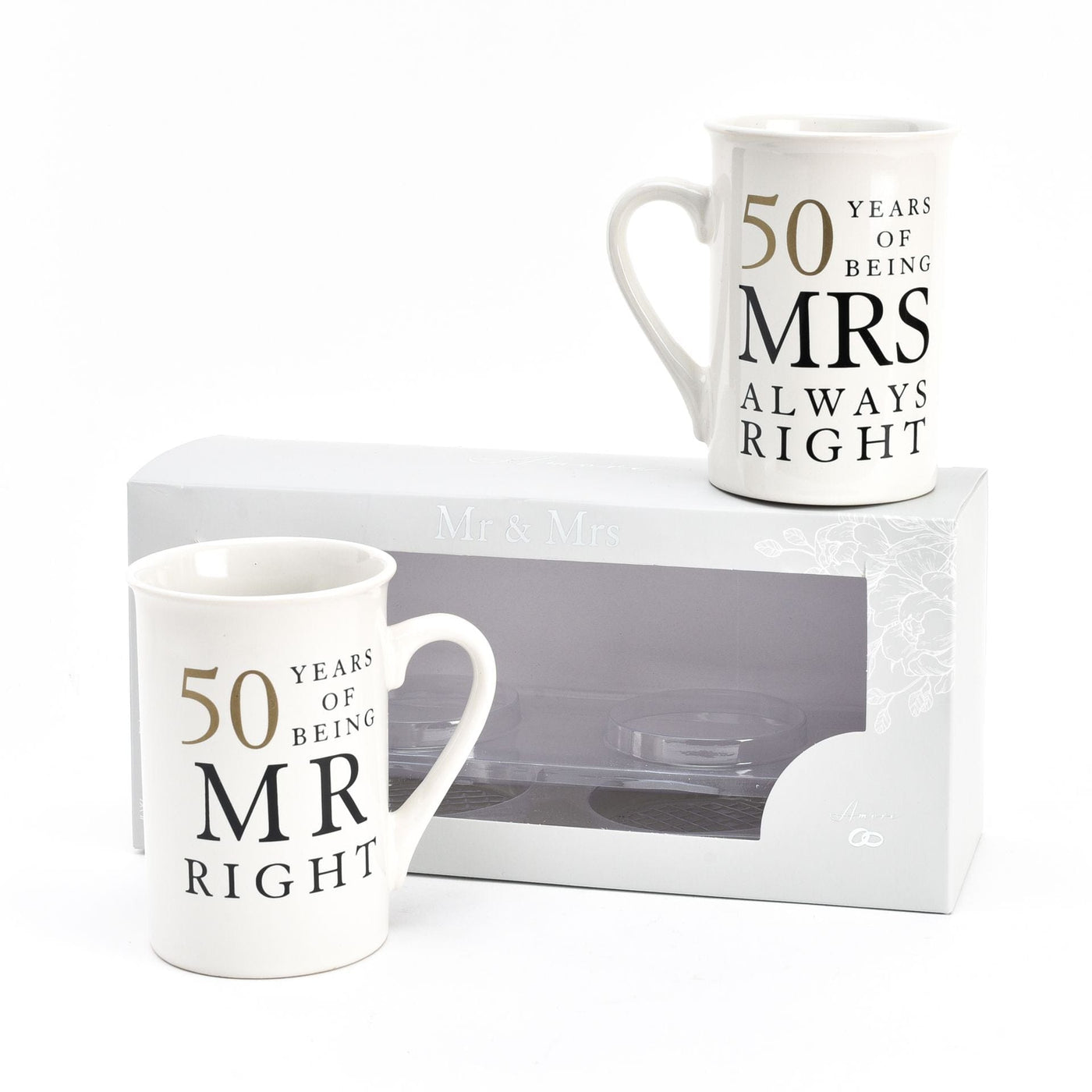 Widdop Gifts Mugs & Drinkware 50th Wedding Anniversary Mr and Mrs Right Mugs
