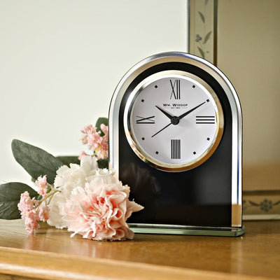 Widdop Gifts Clocks Black and Silver Mantel Clock