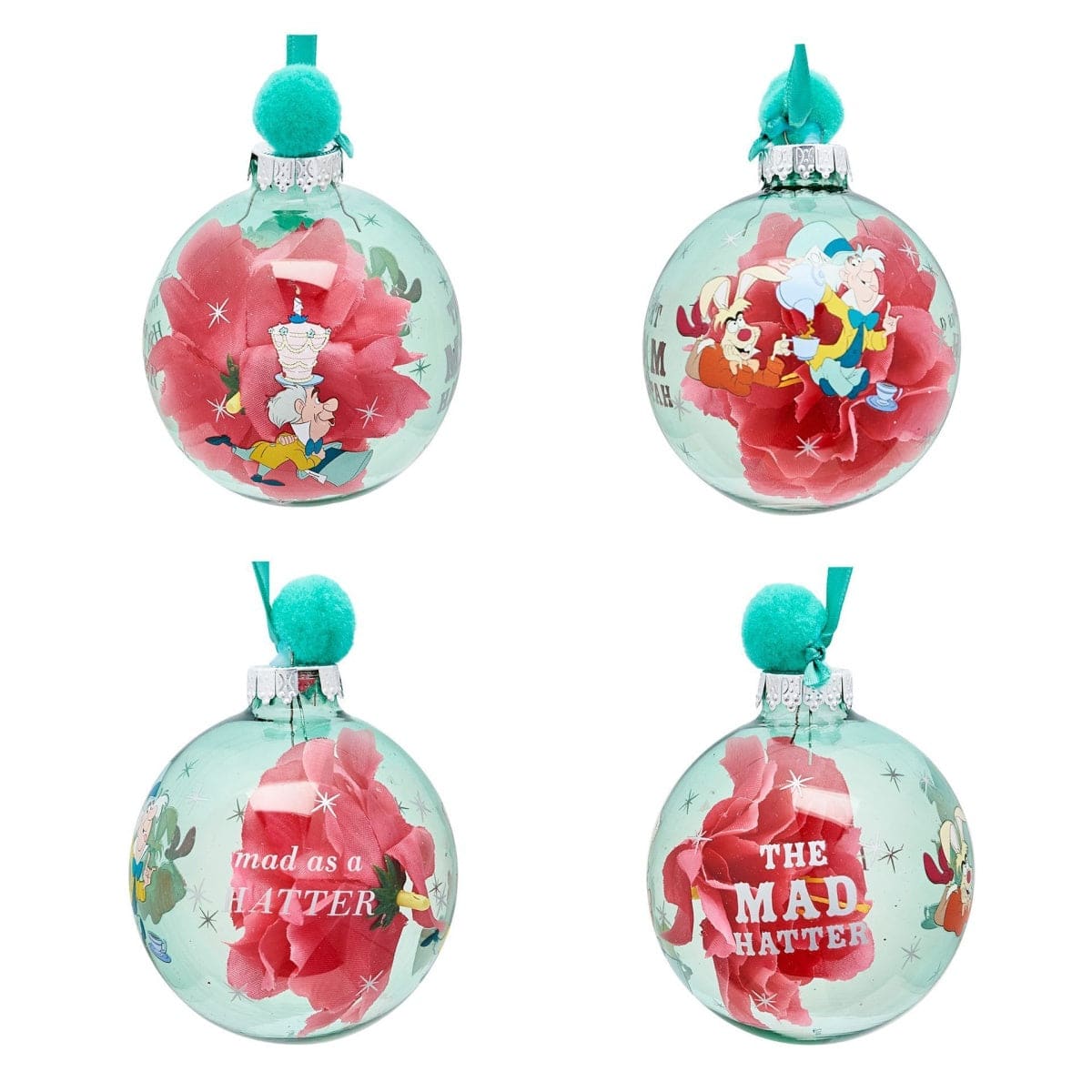 Widdop Gifts Christmas Decorations Disney Alice in Wonderland Set of 7 Christmas Tree Baubles