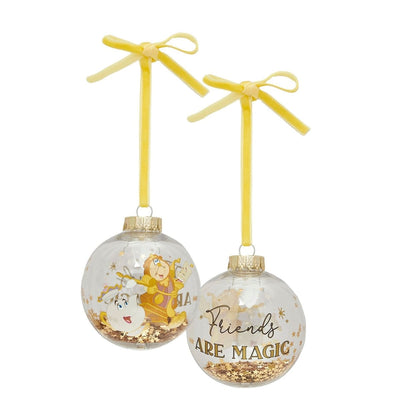 Widdop Gifts Christmas Decorations Disney Beauty and The Beast Set of 7 Christmas Tree Baubles