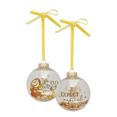 Widdop Gifts Christmas Decorations Disney Beauty and The Beast Set of 7 Christmas Tree Baubles