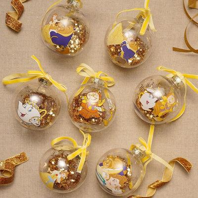 Widdop Gifts Christmas Decorations Disney Beauty and The Beast Set of 7 Christmas Tree Baubles