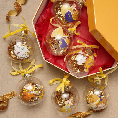 Widdop Gifts Christmas Decorations Disney Beauty and The Beast Set of 7 Christmas Tree Baubles