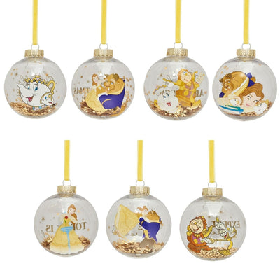 Widdop Gifts Christmas Decorations Disney Beauty and The Beast Set of 7 Christmas Tree Baubles