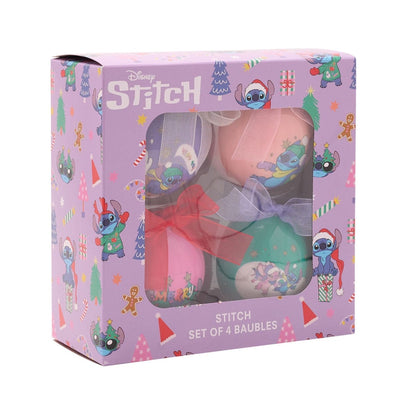Widdop Gifts Christmas Decorations Disney Lilo & Stitch Set of 4 Christmas Tree Baubles