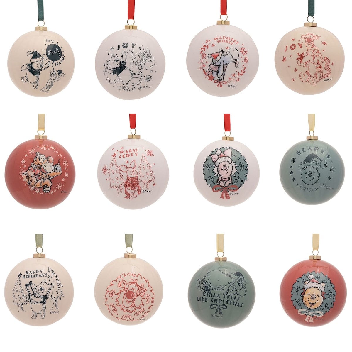 Widdop Gifts Christmas Decorations Disney Winnie the Pooh Set of Twelve Christmas Tree Baubles