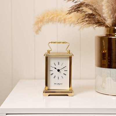 Widdop Gifts Clocks Gold Carriage Clock with White Dial
