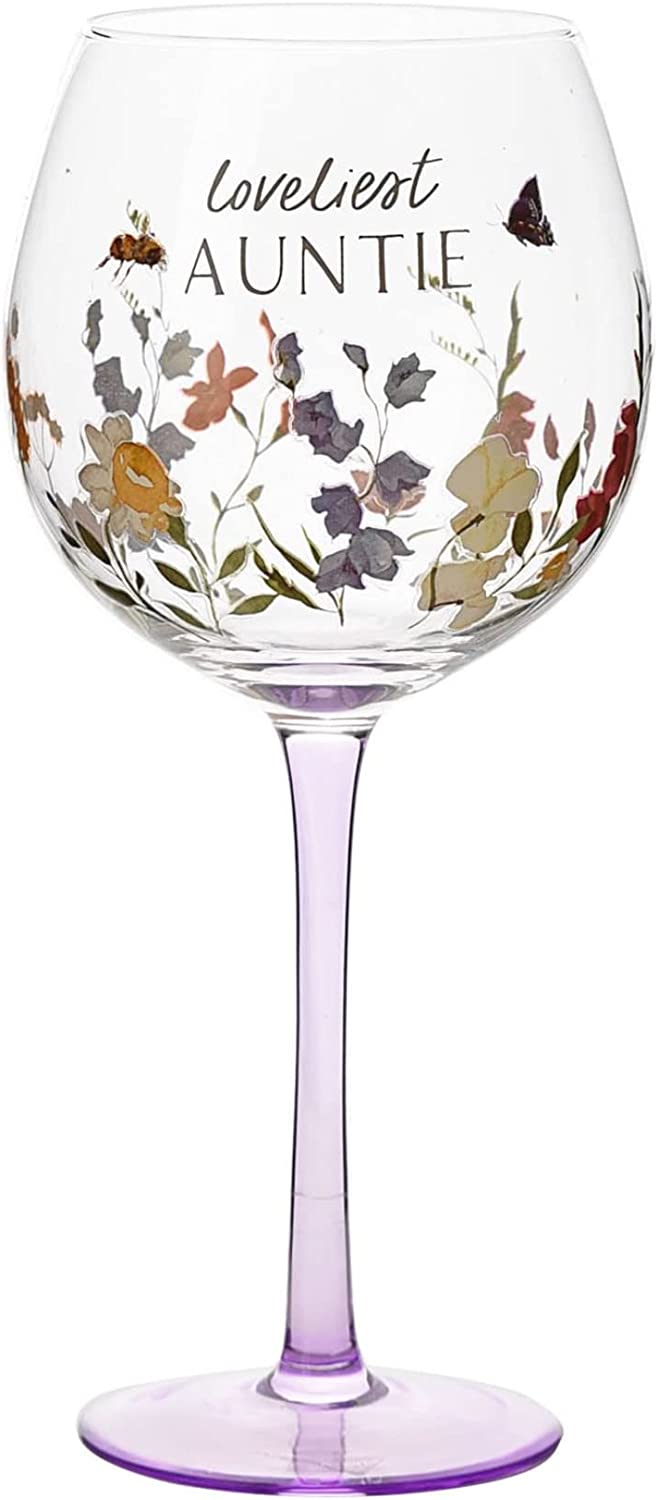 Widdop Gifts Glassware Loveliest Auntie Floral Gin Glass in Gift Box