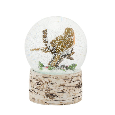 Widdop Gifts Christmas Decorations Robins on Perch Christmas Snow Globe