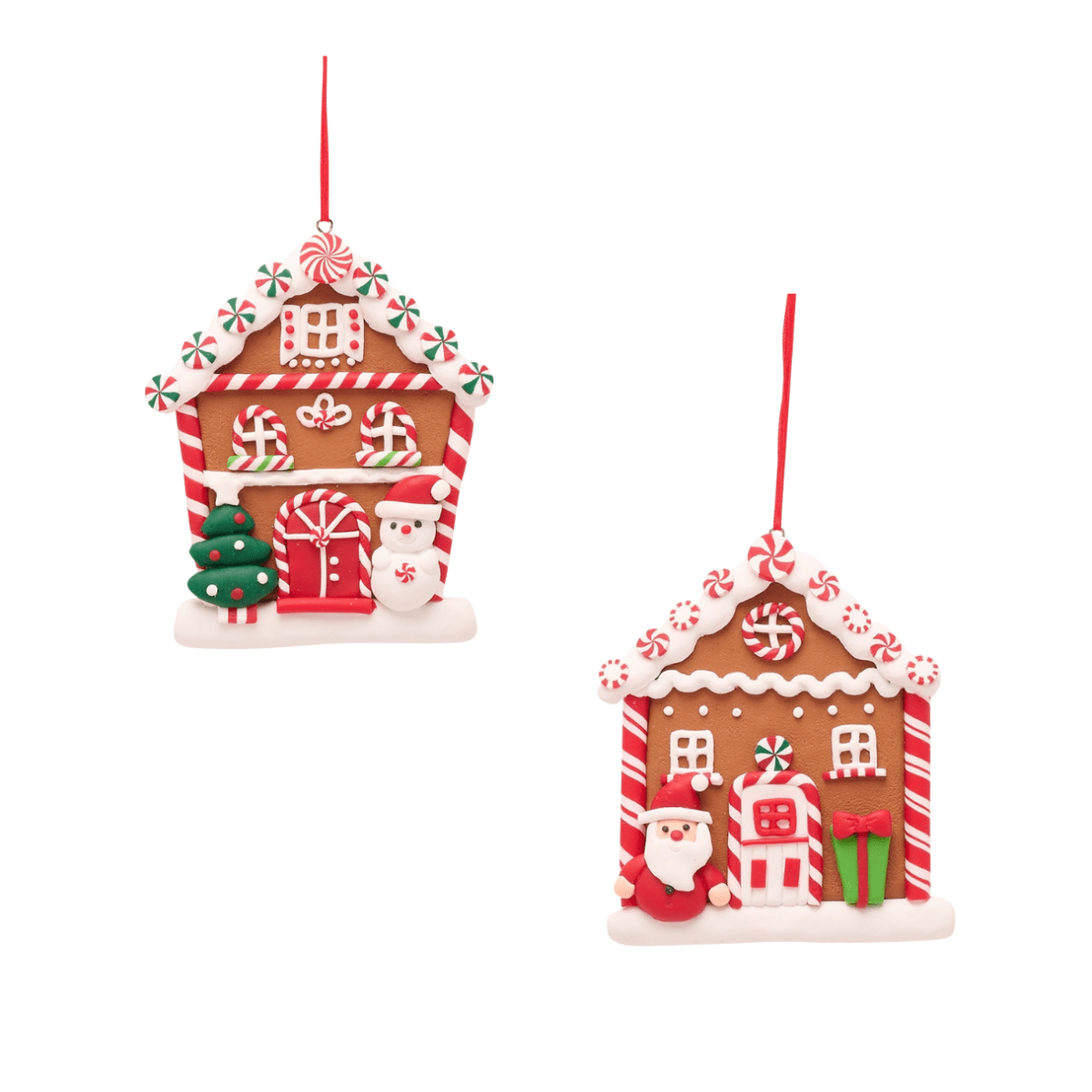 Widdop Gifts Christmas Decorations Set of 2 Snowman and Santa Gingerbread House Christmas Decorations