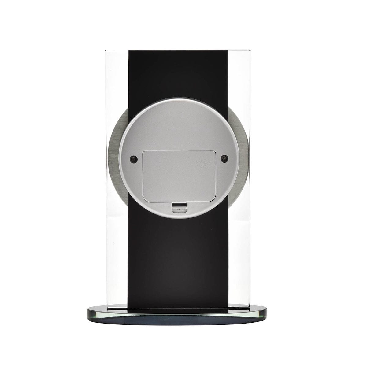 Widdop Gifts Clocks Silver and Black Glass Mantel Clock