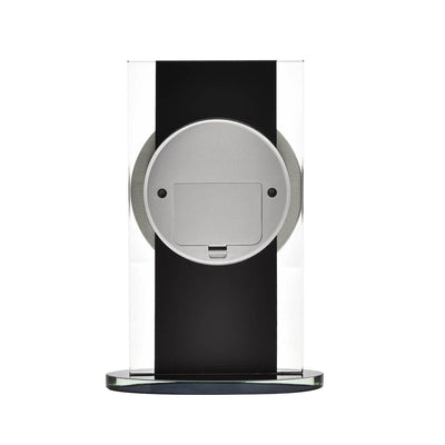 Widdop Gifts Clocks Silver and Black Glass Mantel Clock