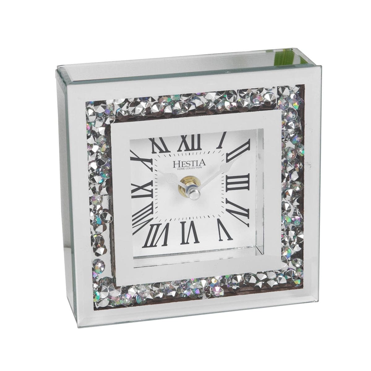 Widdop Gifts Clocks Silver Crystal Border Mantel Clock