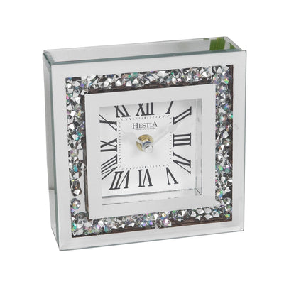 Widdop Gifts Clocks Silver Crystal Border Mantel Clock