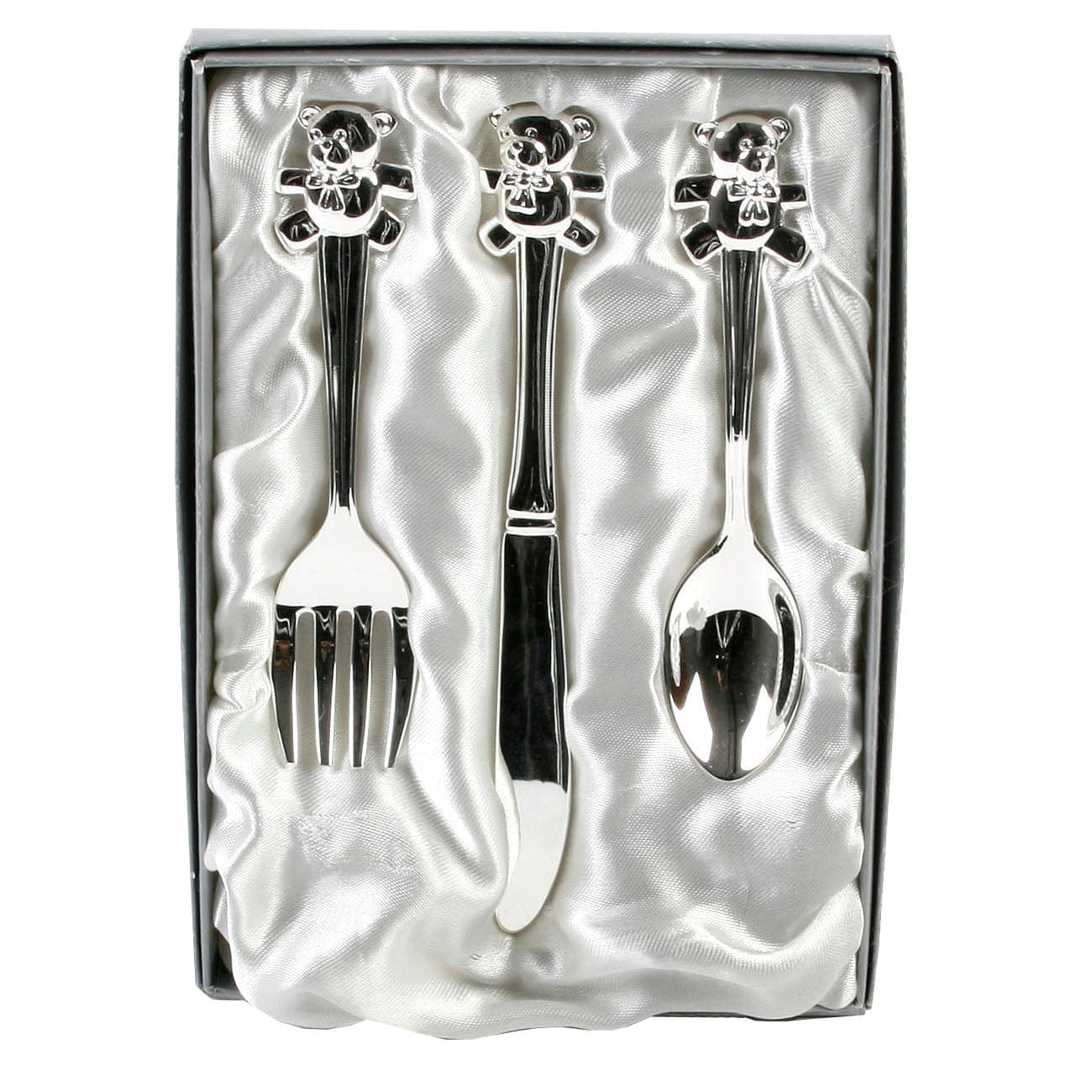 Widdop Gifts Storage Tins Silver Plated Children's Teddy Bear Cutlery Set