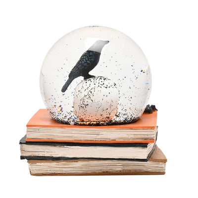 Widdop Gifts Snow Globes Skull and Crow on Spell Books Halloween Globe