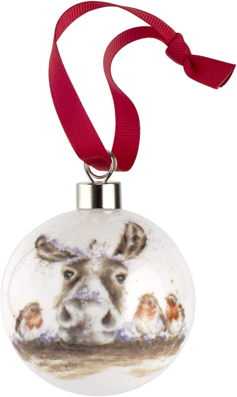 Wrendale Designs Christmas Decorations Christmas Donkey Choice of Illustrated Boxed Christmas Baubles