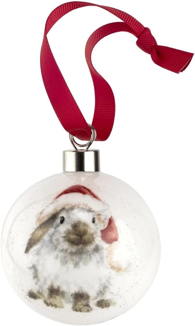 Wrendale Designs Christmas Decorations Ho Ho Ho Rabbit Choice of Illustrated Boxed Christmas Baubles