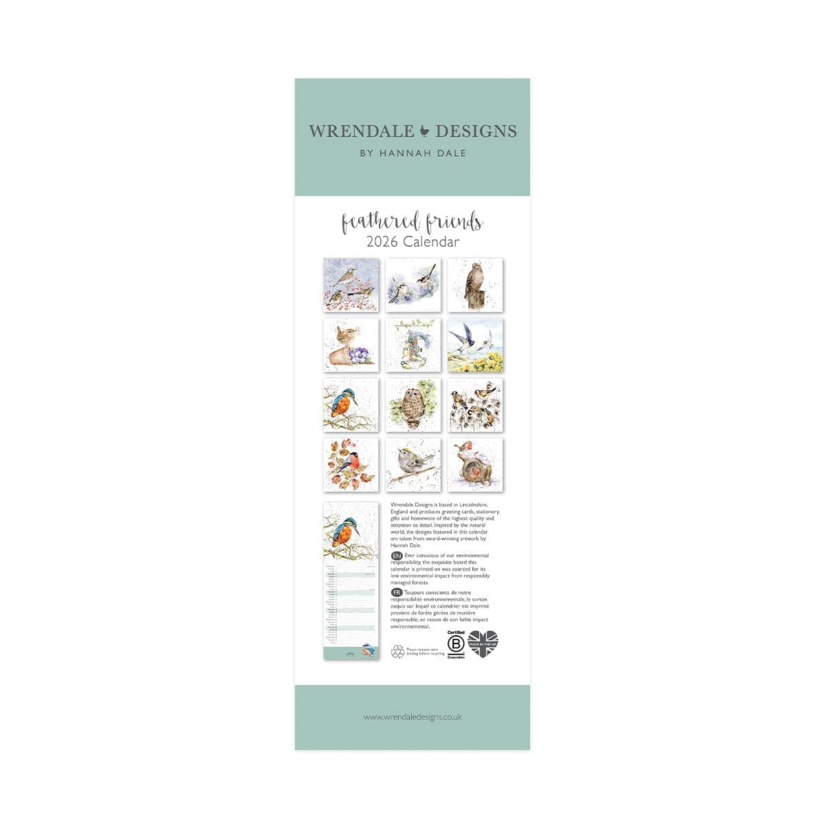 Wrendale Designs Calendars Feathered Friends 2026 Calendar