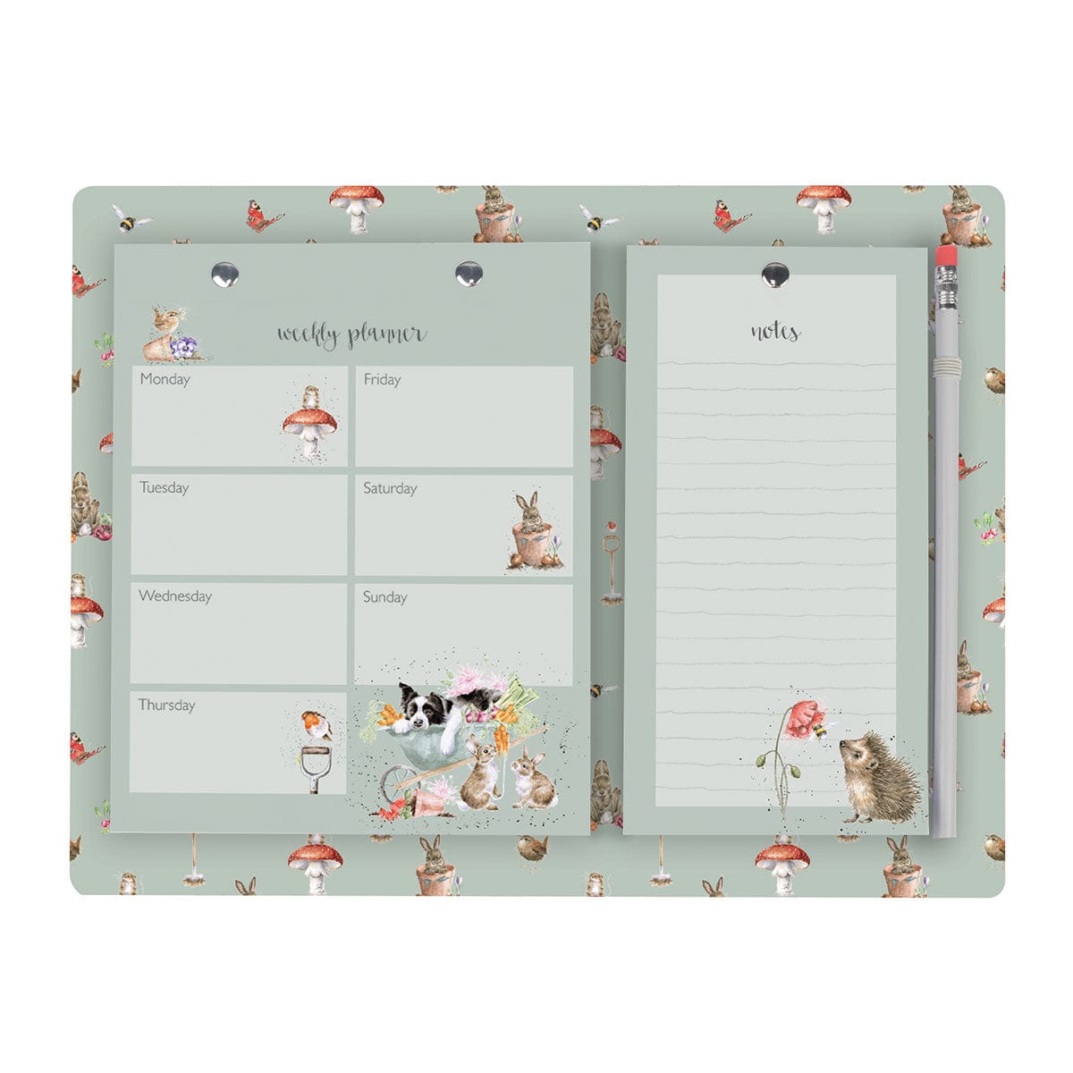 Wrendale Designs Stationery Garden Friends Weekly and Shopping Planner