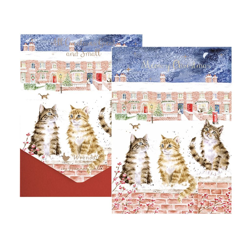 Wrendale Designs christmas cards In the lane snow is glistening Illustrated Animal Christmas Card Packs