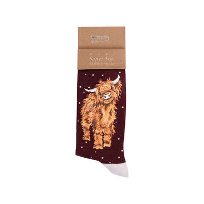 Wrendale Designs Socks Christmas Highland Cow Illustrated Animal Socks For Men - Choice of Design
