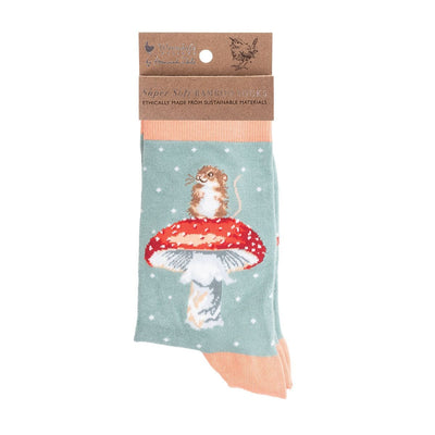 Wrendale Designs Socks Fungi Mouse Illustrated Animal Socks For Women - Choice of Design