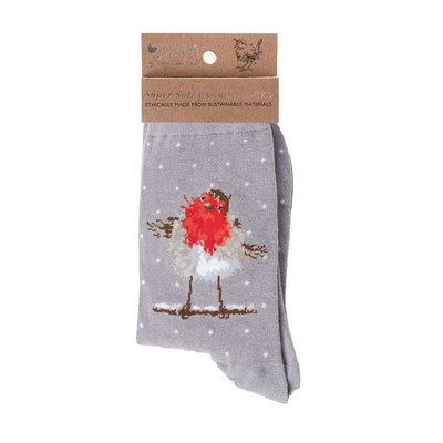 Wrendale Designs Socks Jolly Robin Illustrated Animal Socks For Women - Choice of Design