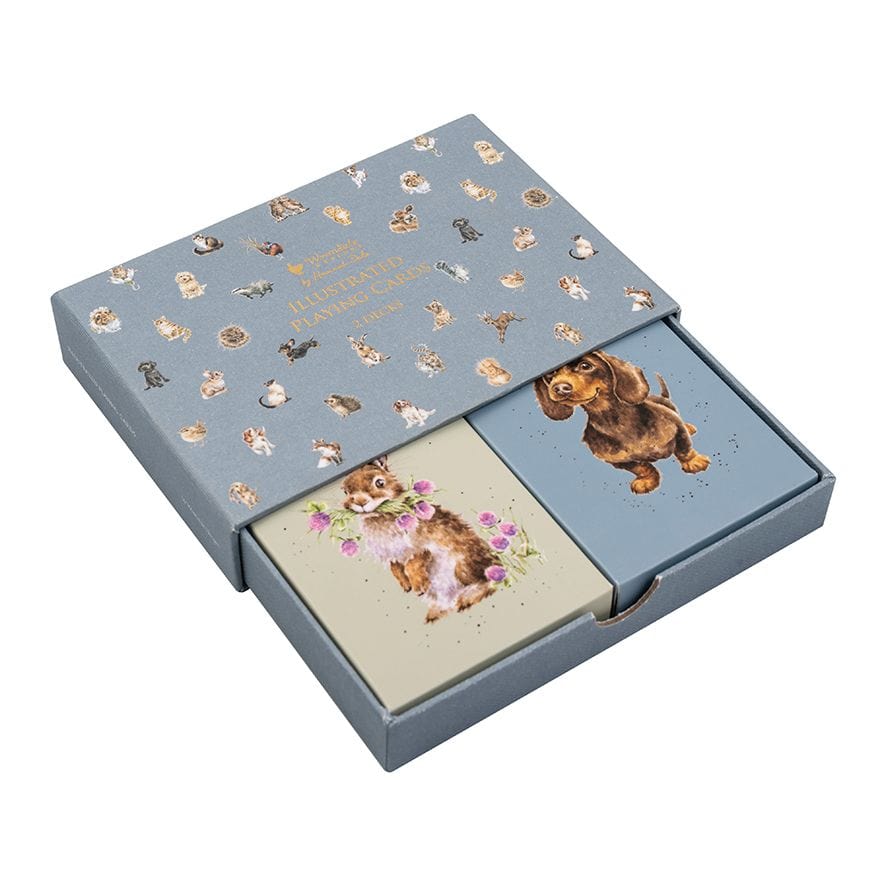 Wrendale Designs Games Illustrated Playing Cards - 2 Decks Gift Set