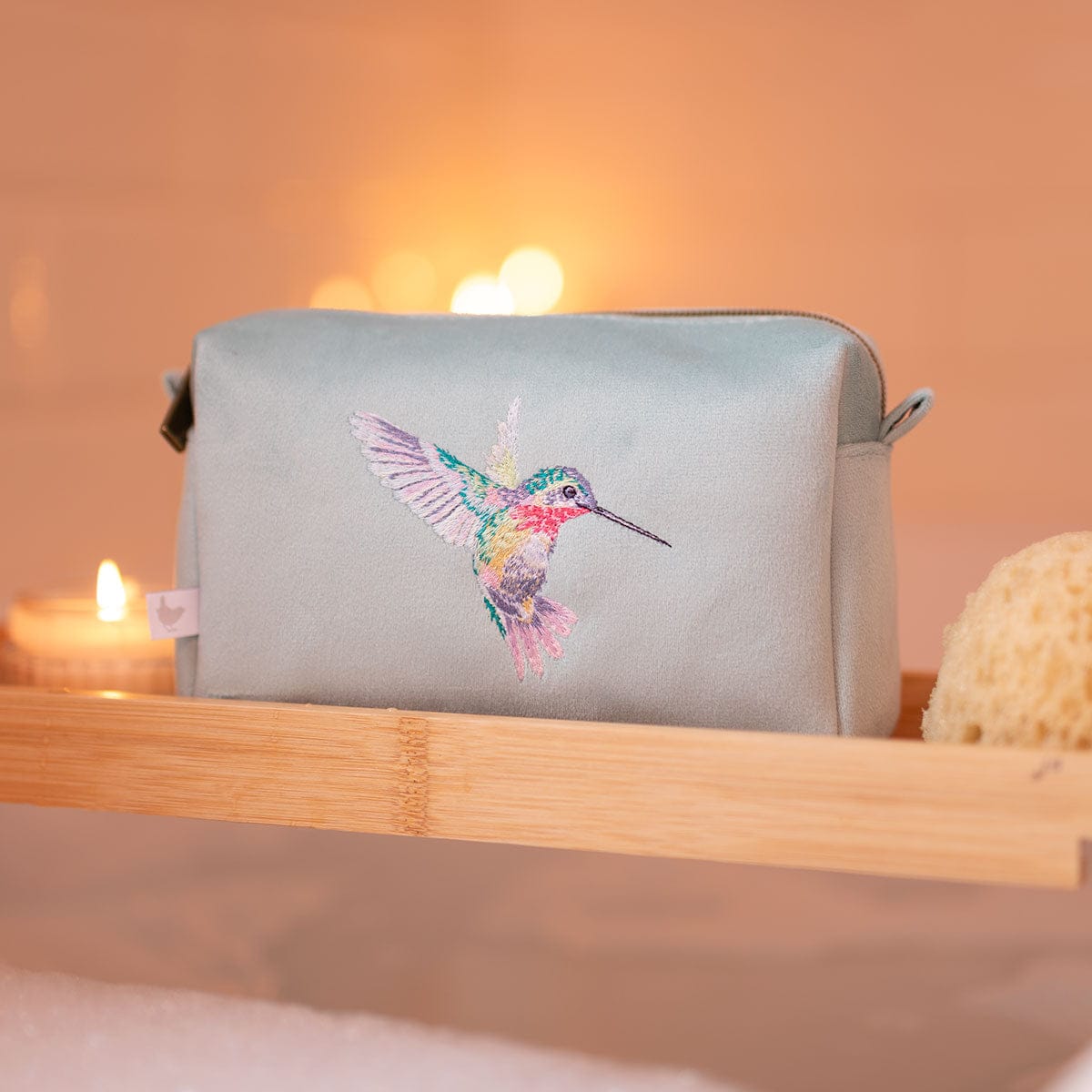 Wrendale Designs Beauty Accessories Hummingbird Design Luxury Velvet Embroidered Medium Makeup Bag - Choice of Design